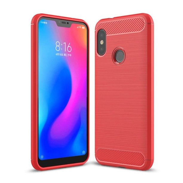 Husa de protectie, Hurtel, Carbon, pentru Xiaomi Mi A2 Lite / Redmi 6 Pro, Rosu