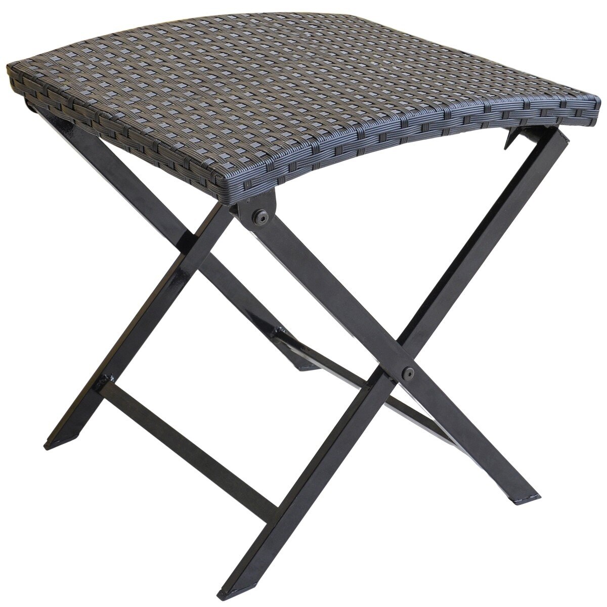 Scaun pliabil de gradina, vidaXL, Poliratan, Negru, 44 x 44 x 40 cm