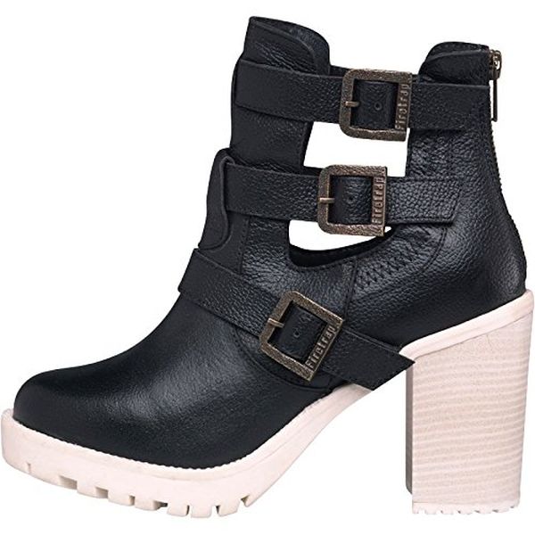 Botine din piele naturala Firetrap Quince, Negru/Alb
