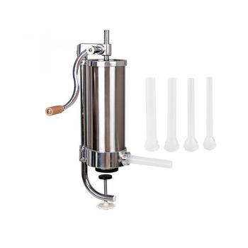 Aparat de umplut carnati, vertical, inox, 3 kg, 4 palnii incluse Aparat de umplut carnati, vertical, inox, 3 kg, 4 palnii incluse