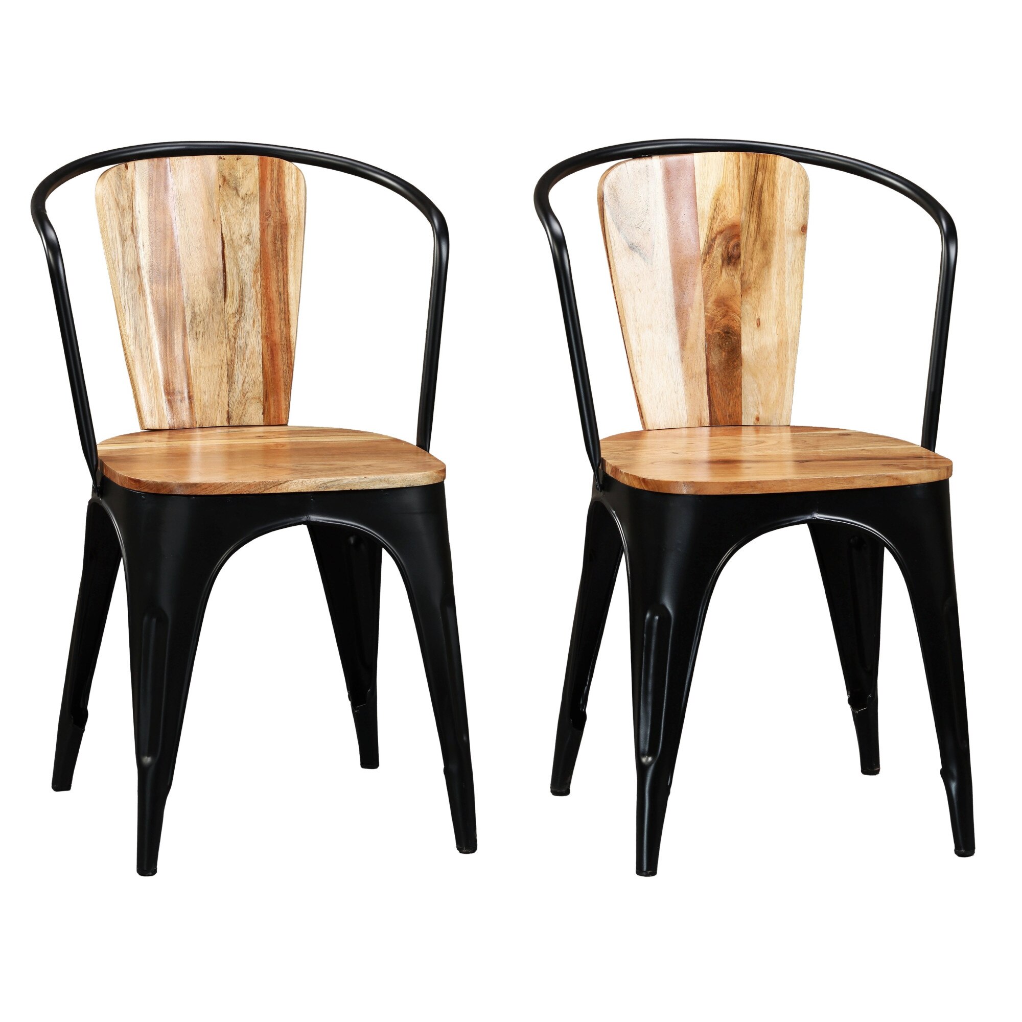 Set de 2 scaune de bucatarie din lemn de acacia, vidaXL, Maro, 51 x 52 x 80 cm