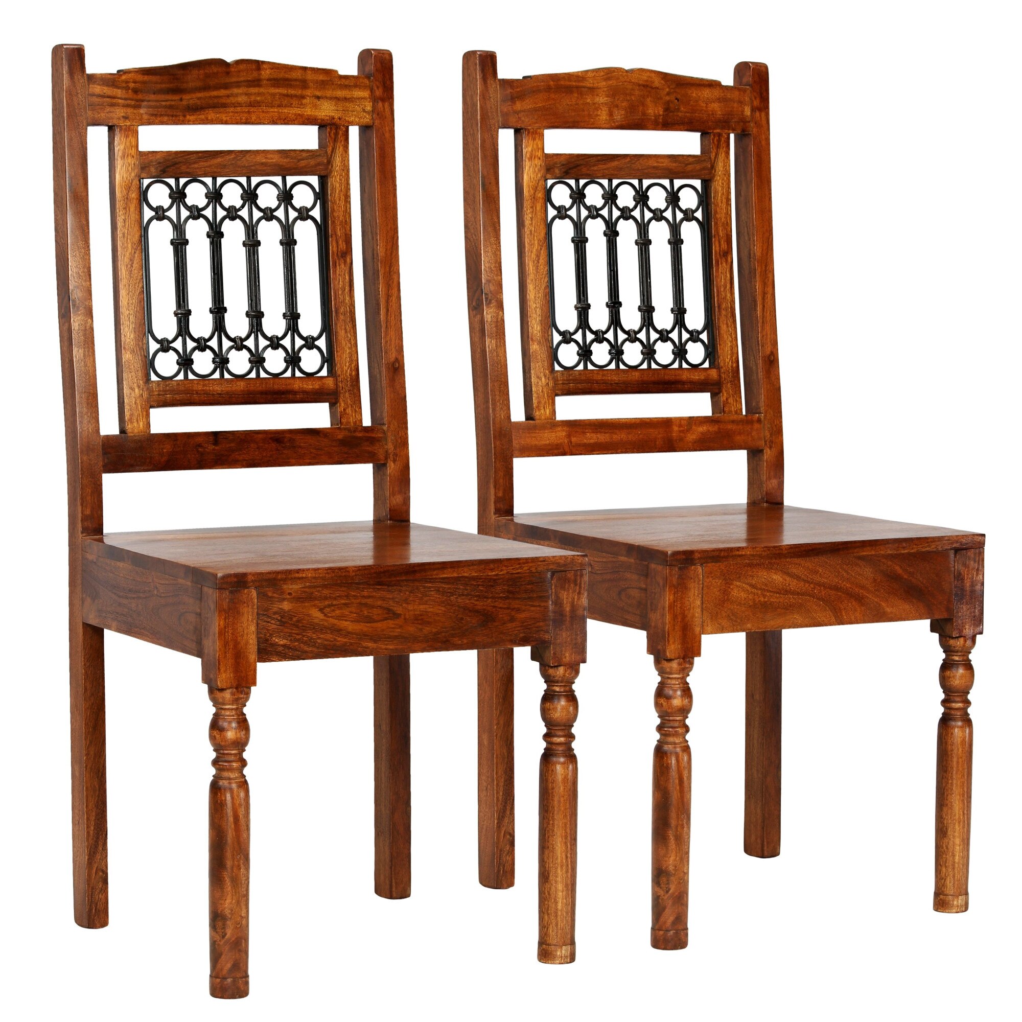 Set de 2 scaune de masa, cu finisaj palisandru si spatar decorat, vidaXL, Maro, 43 x 43 x 100 cm