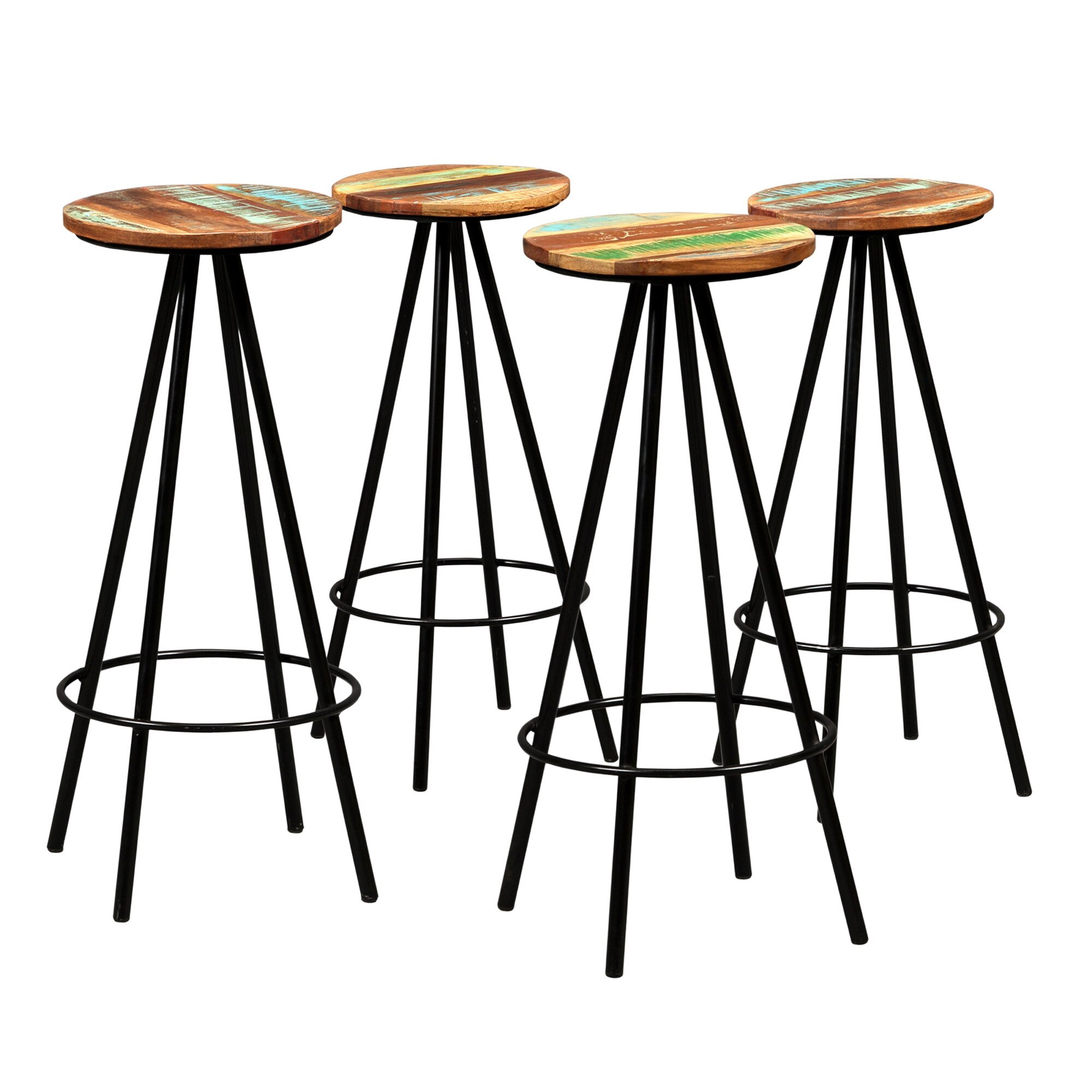 Set de 4 scaune de bar, vidaXL, Lemn reciclat, Maro, 30 x 76 cm
