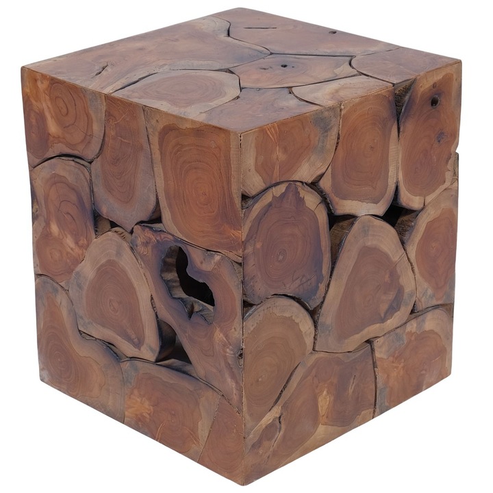 Табуретка vidaXL, кафява, 40x40x45 см, тиково дърво масив