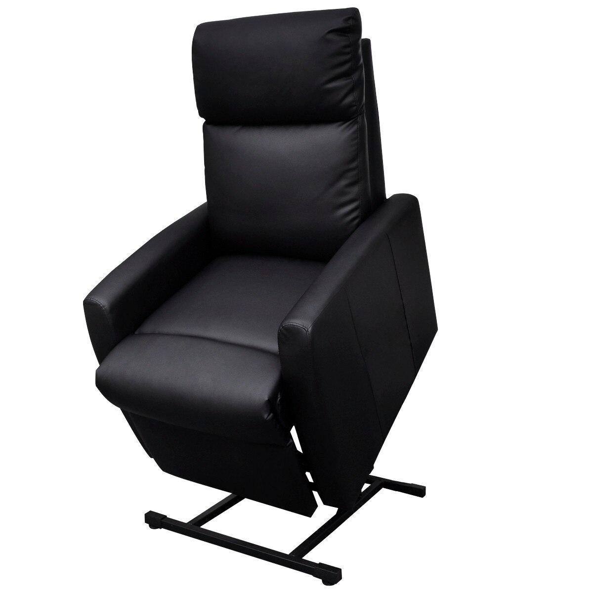 Fotoliu rabatabil electric, vidaXL, Piele artificiala, Negru, 68 x 87 x 105 cm