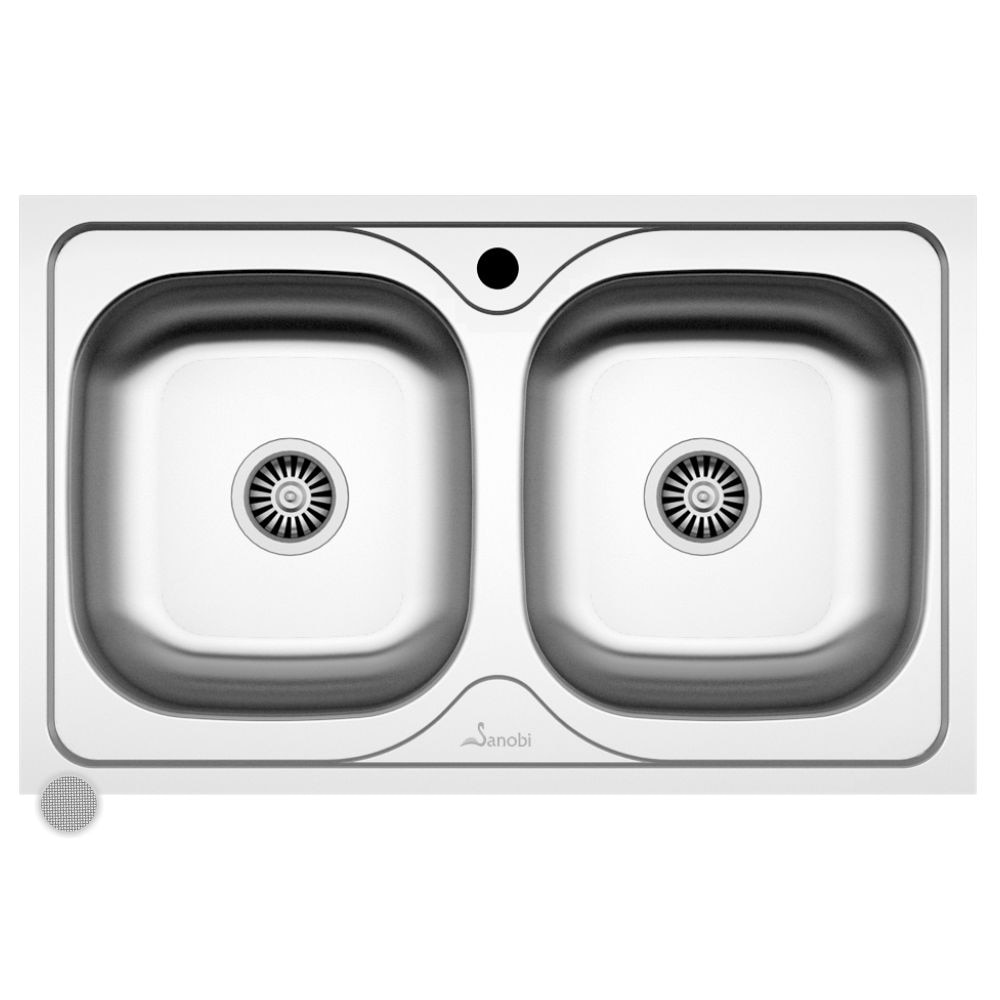 Chiuveta Sanobi 2232.BL-XXL.800X500mm, adancime 150mm, cuva pe universala, montare pe blat, finisaj linen