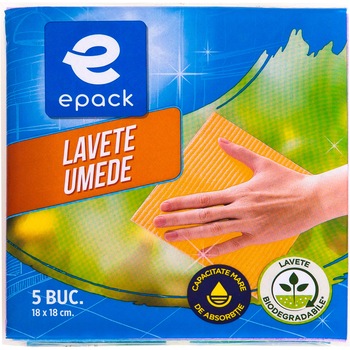Set 5 lavete umede Epack, 18x18 cm Set 5 lavete umede Epack, 18x18 cm