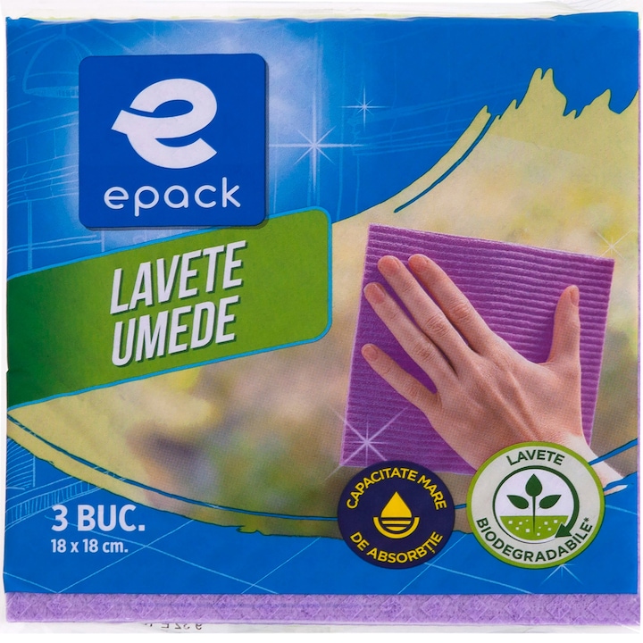 Влажни кърпи за почистване Epack, 18x18 см, 3 броя