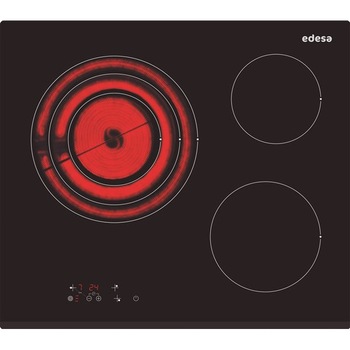 Plita Vitroceramica, EVT-6328 B, Edesa, Blat de lucru din sticla ceramica 3 zone frontale tesite Plita Vitroceramica, EVT-6328 B, Edesa, Blat de lucru din sticla ceramica 3 zone frontale tesite