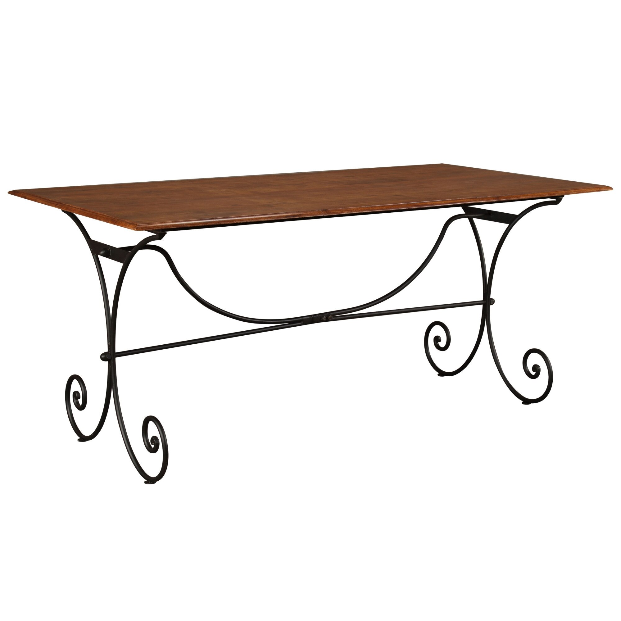 Masa de bucatarie, vidaXL, Lemn masiv si cadru otel, 180 x 90 x 76 cm, Maro