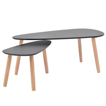 Set de 2 masute de cafea, vidaXL, Lemn de pin, Negru, 100 x 50 x 40 cm Set de 2 masute de cafea, vidaXL, Lemn de pin, Negru, 100 x 50 x 40 cm