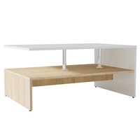 Masuta de cafea, vidaXL, PAL, 90 x 59 x 42 cm, Alb si maro