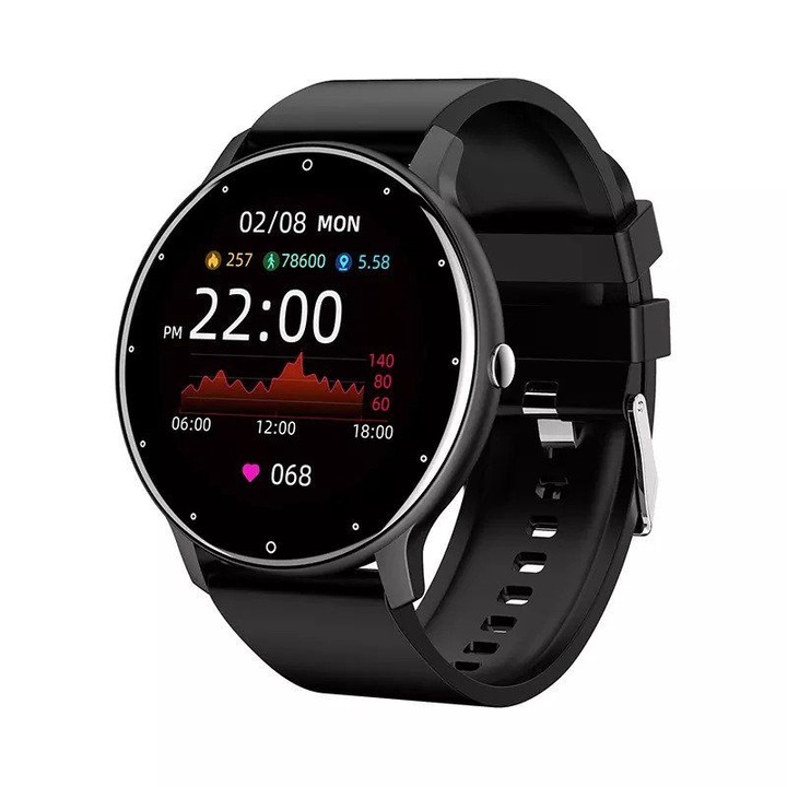 Okosóra Smart Pulse Z02 Pro, TFT kijelző, Teljes érintőképernyő, Vérnyomás és telítettség, fekete