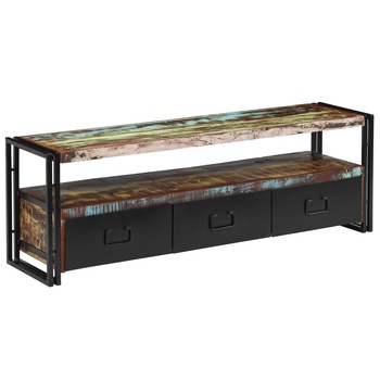 Comoda TV din lemn masiv reciclat, vidaXL, 120 x 30 x 40 cm, Multicolor Comoda TV din lemn masiv reciclat, vidaXL, 120 x 30 x 40 cm, Multicolor