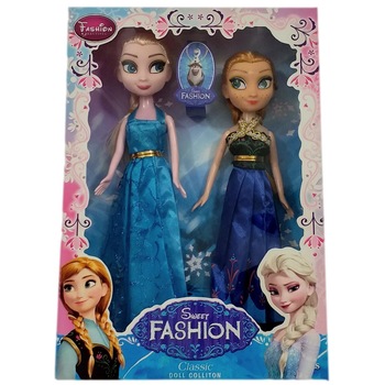 Set 2 papusi, Frozen, Anna si Elsa, 22 cm, multicolor Set 2 papusi, Frozen, Anna si Elsa, 22 cm, multicolor