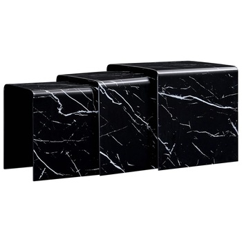 Set 3 masute de cafea suprapuse, vidaXL, Marmura, 42 x 42 x 41,5 cm, Negru Set 3 masute de cafea suprapuse, vidaXL, Marmura, 42 x 42 x 41,5 cm, Negru