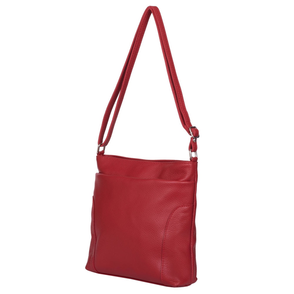 Poseta din piele naturala Lora rosie