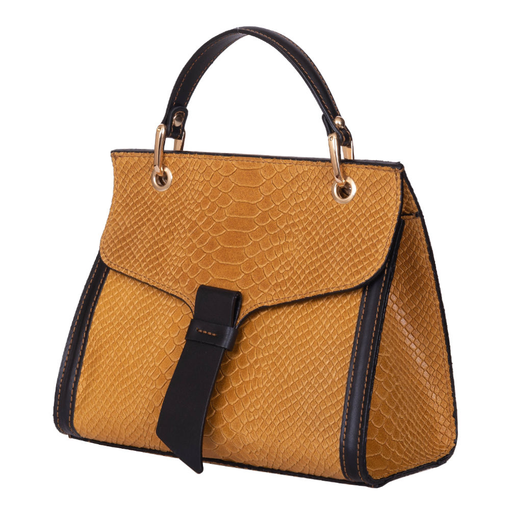 Poseta din piele naturala Carisma galbena