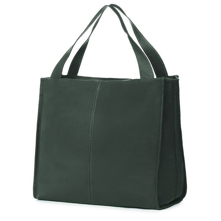 Тъмнозелена дамска чанта Naomi от естествена кожа