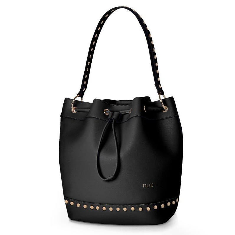 Geanta dama, Felice, Casual/Elegant , Negru, 100 % Piele Ecologica