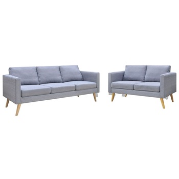 Set canapele cu 2 locuri si 3 locuri, vidaXL, textil, gri deschis, 116 x 70 x 73 cm Set canapele cu 2 locuri si 3 locuri, vidaXL, textil, gri deschis, 116 x 70 x 73 cm