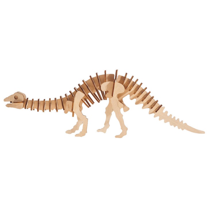 Puzzle 3D Brontosaurus, Robotime, Lemn, 39 piese