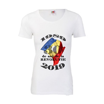 Tricou dama personalizat Fruit of the loom, alb, 30 de ani de libertate, L Tricou dama personalizat Fruit of the loom, alb, 30 de ani de libertate, L