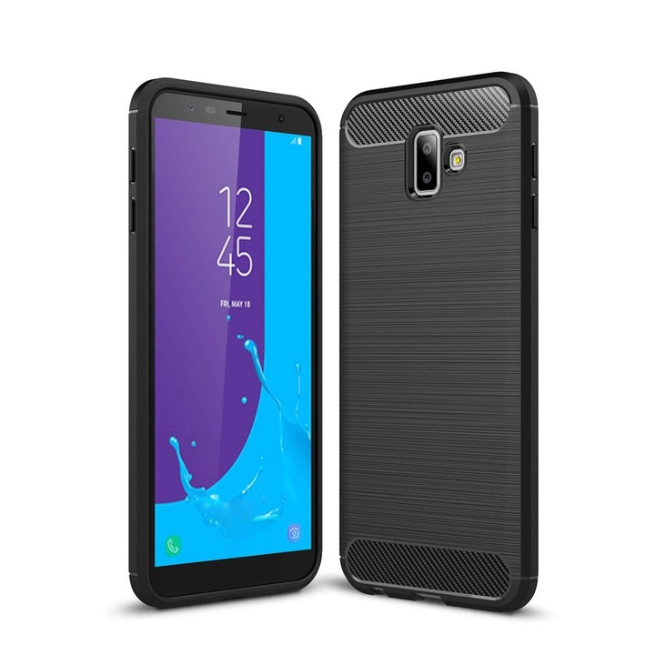 Калъф за телефон Carbon Case за Samsung Galaxy J6 Plus 2018 J610, черен
