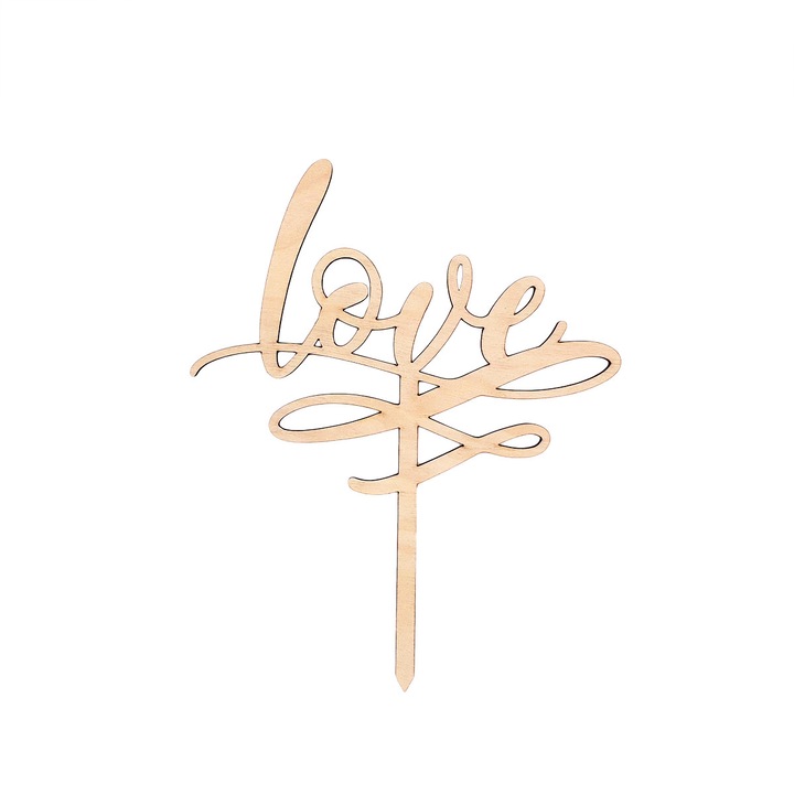 Topper pentru tort cu mesajul iubire, Metalic Shop