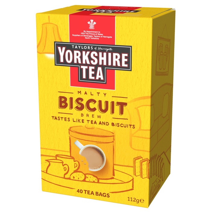 Ceai Negru Yorkshire Biscuit Brew, Taylors of Harrogate, 40 pliculete neambalate individual, 112 g