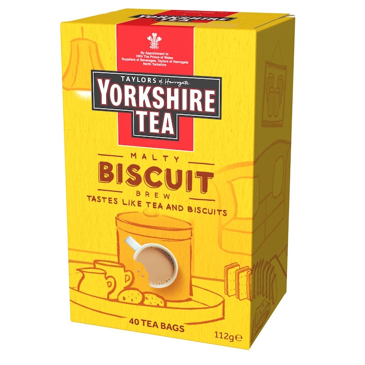 Ceai Negru Yorkshire Biscuit Brew, Taylors of Harrogate, 40 pliculete neambalate individual, 112 g