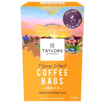 Cafea Pliculete Flying Start, Taylors of Harrogate, 10 pliculete ambalate individual, 100% Arabica, 75 g Cafea Pliculete Flying Start, Taylors of Harrogate, 10 pliculete ambalate individual, 100% Arabica, 75 g