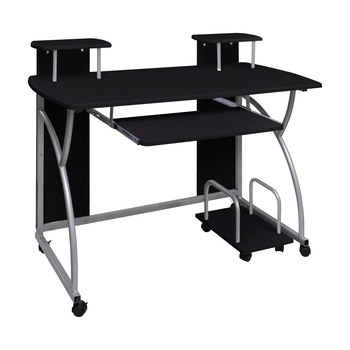 Birou mobil pentru calculator vidaXL, MDF, Negru, 89 x 120 x 60 cm Birou mobil pentru calculator vidaXL, MDF, Negru, 89 x 120 x 60 cm