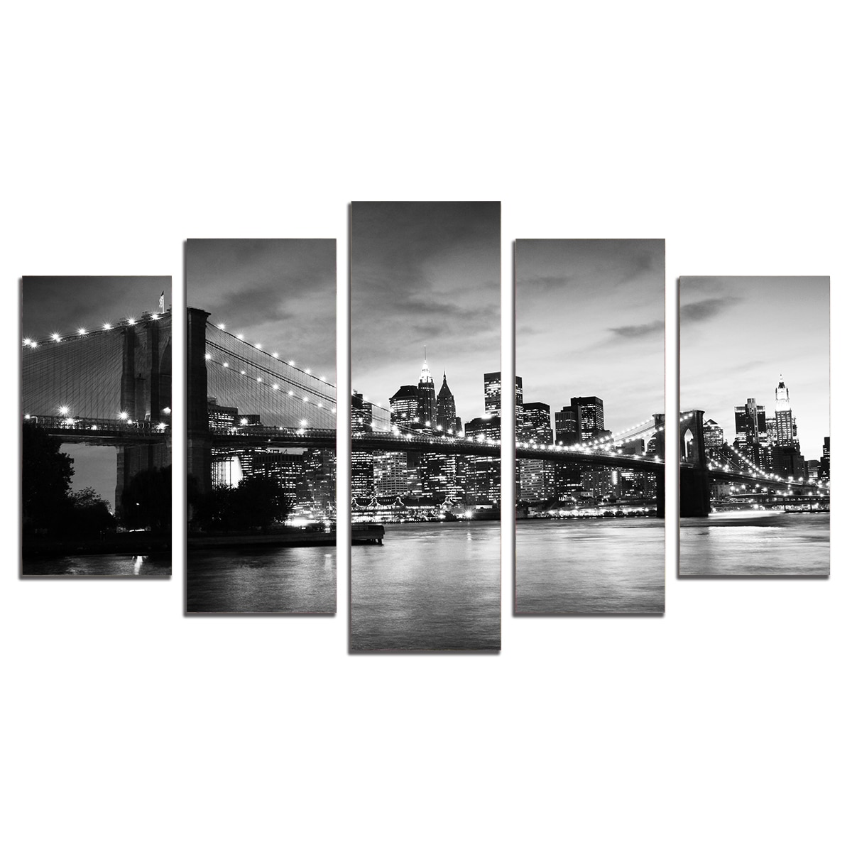 Tablou Multicanvas, 5 Piese, New York, Brooklyn Bridge, 108х60 cm