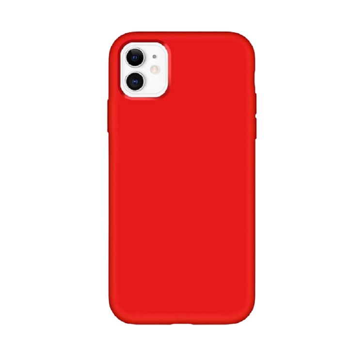 Противоударен силиконов капак с микрофибър във вътрешността на iPhone 11, червен