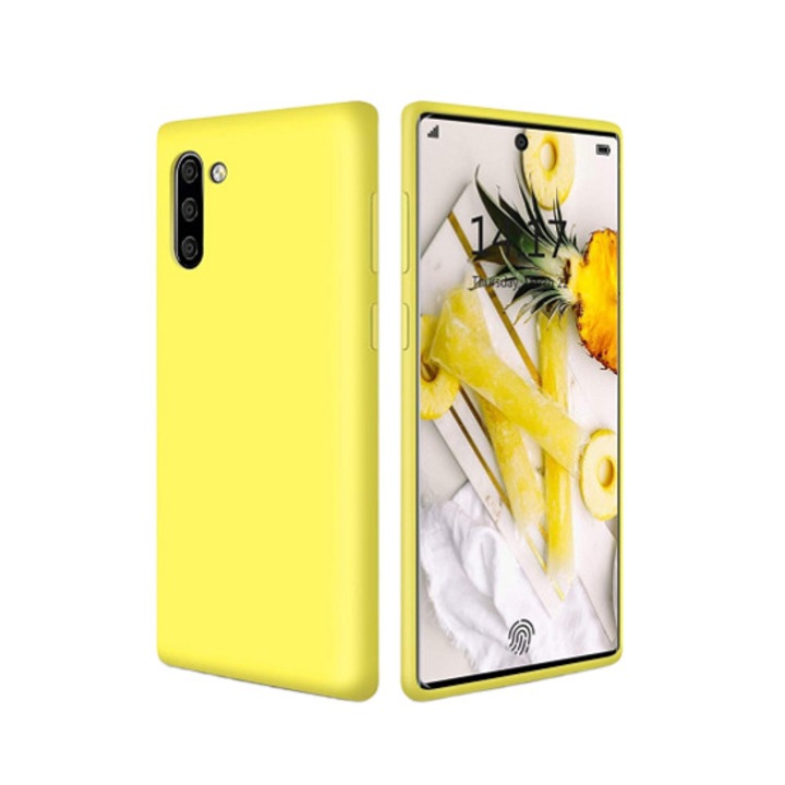 Ütésálló szilikon tok mikroszálas belsővel Samsung Galaxy Note 10 Yellow telefonhoz