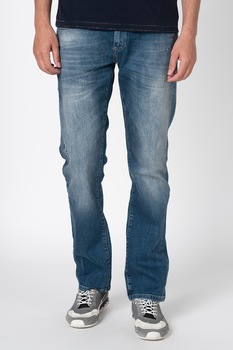 DESIGUAL, Blugi drepti cu aspect decolorat Adolf, Albastru/Negru DESIGUAL, Blugi drepti cu aspect decolorat Adolf, Albastru/Negru