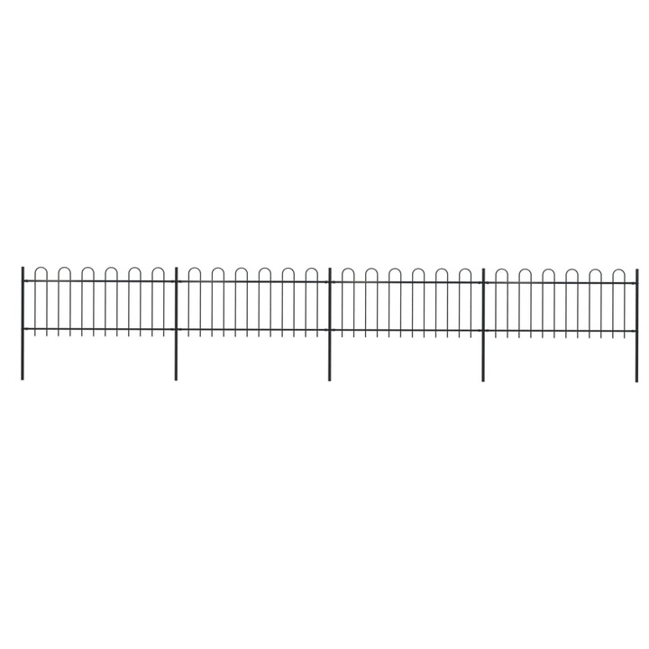 Градинска ограда с извити върхове vidaXL, стомана, 6,8х0,8 м, черна