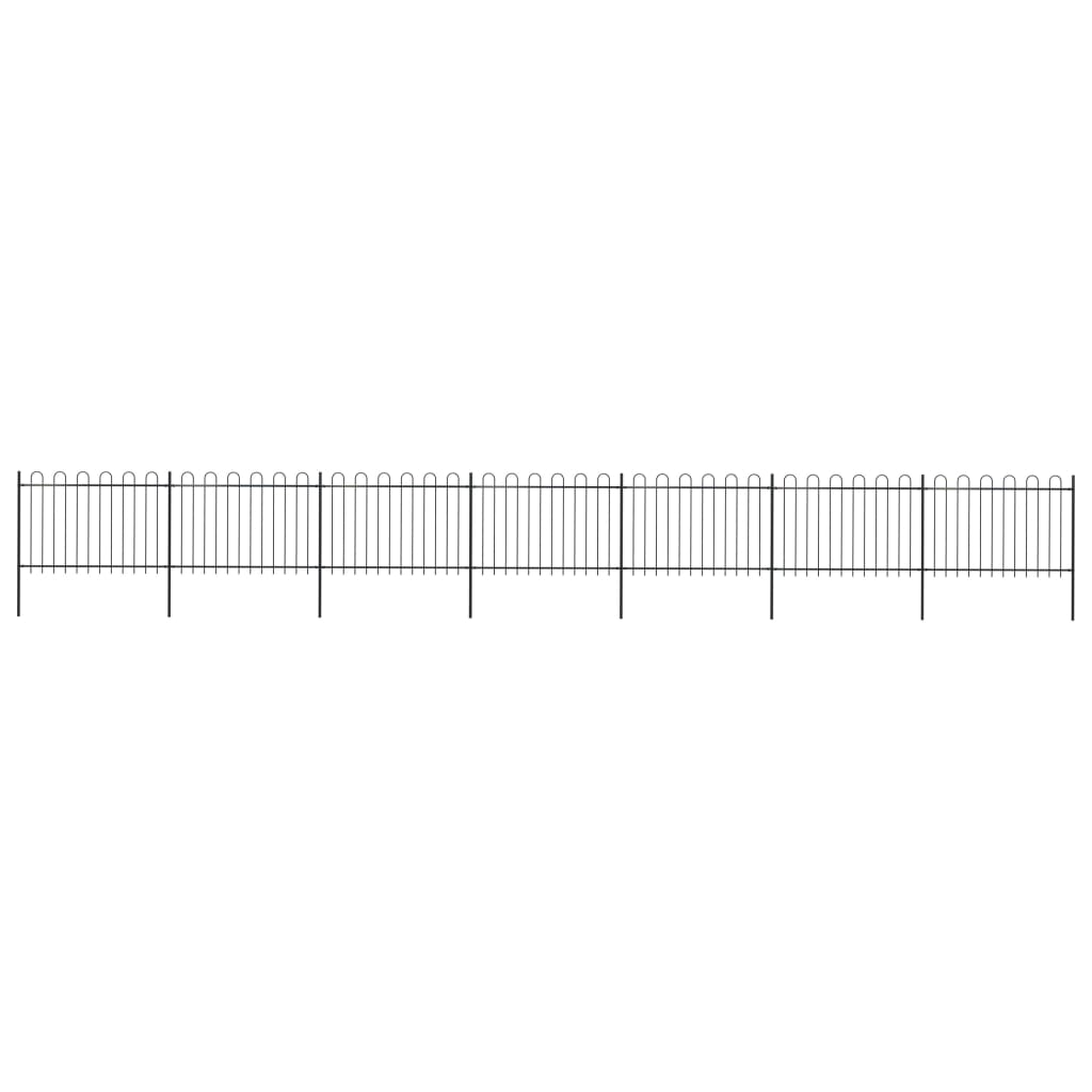 Gard de gradina, varf curbat, vidaXL, Otel, 11,9 x 1,2 m, Negru