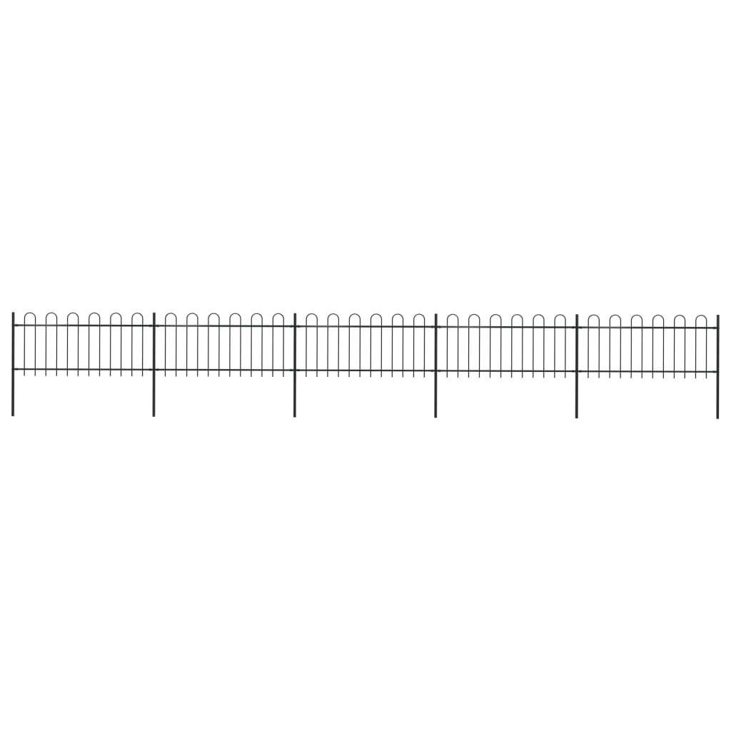 Gard de gradina cu varf curbat vidaXL,Otel, 8,5 x 0,8 m, Negru