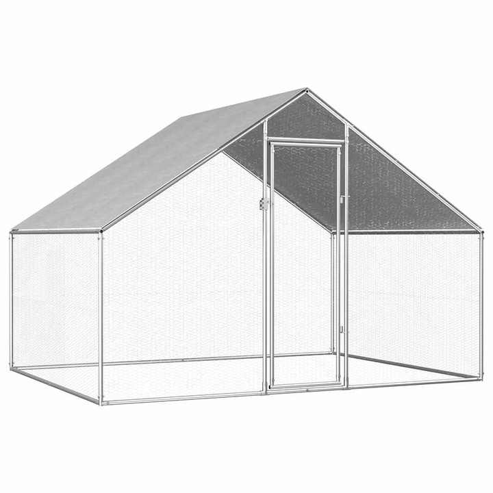Cotet de pasari pentru exterior vidaXL, 2,75x2x1,92 m, otel galvanizat, 23.9 kg