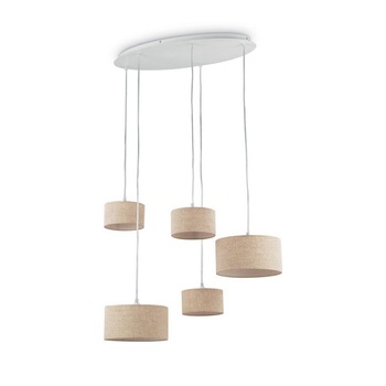 Lustra Ekos SP5,IDEAL LUX,metal,material textil,maro,g9,5*28w Lustra Ekos SP5,IDEAL LUX,metal,material textil,maro,g9,5*28w