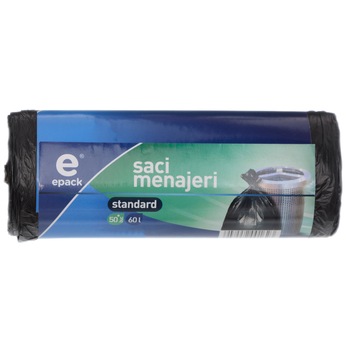 Saci menajeri HDPE Epack, 60L, 50 buc, Gri Saci menajeri HDPE Epack, 60L, 50 buc, Gri