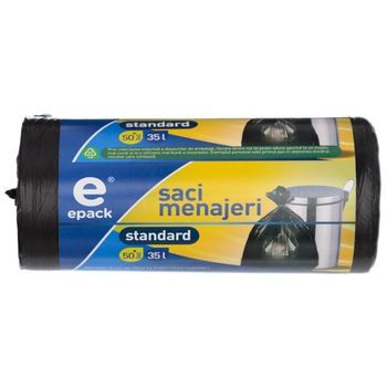 Saci menajeri Epack HDPE, 35L, 50 buc, Gri Saci menajeri Epack HDPE, 35L, 50 buc, Gri
