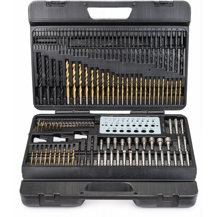 Set de burghie si biti 204 buc, Powermat, PM0701