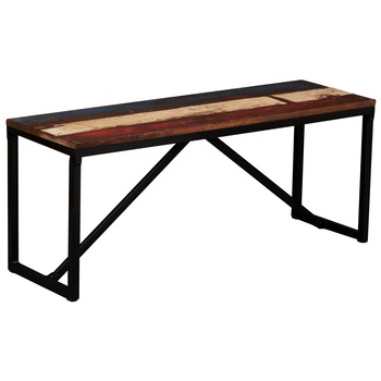 Canapea din lemn masiv reciclat si cadru de otel, vidaXL, 110 x 35 x 45 cm, Multicolor Canapea din lemn masiv reciclat si cadru de otel, vidaXL, 110 x 35 x 45 cm, Multicolor