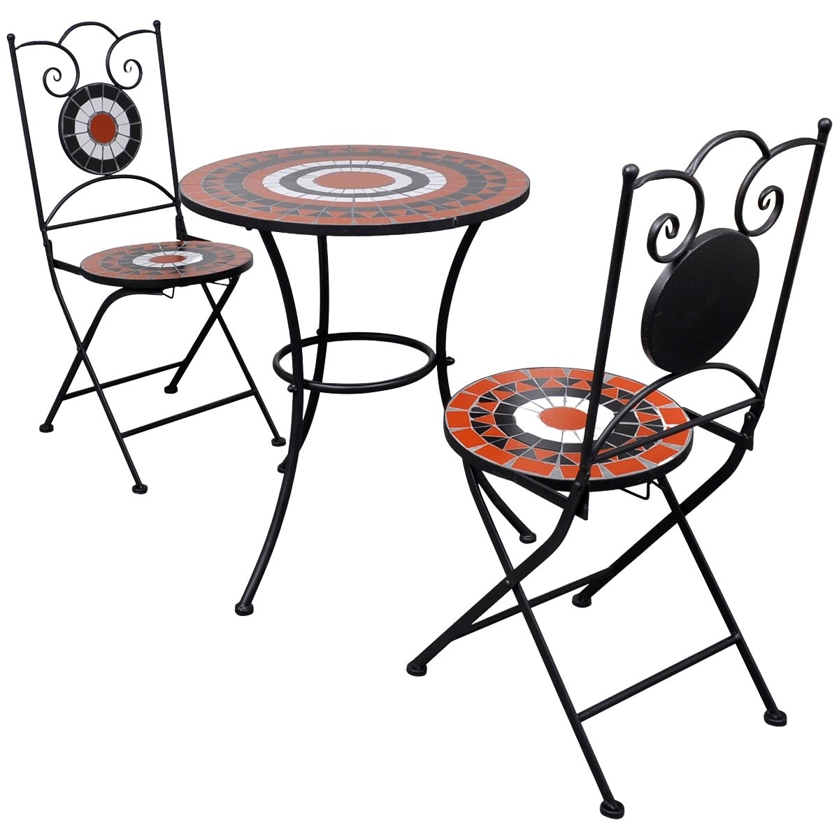 Set Mobila gradina 3 piese, vidaXL, Ceramica, Maro