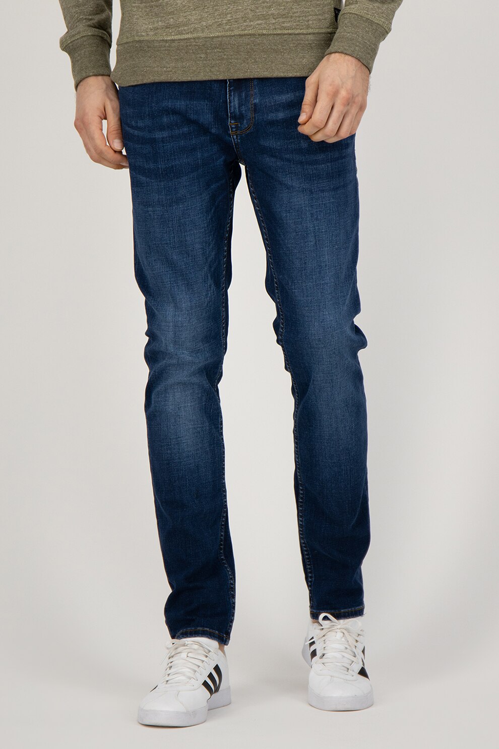 BLEND, Blugi slim fit elastici, Albastru inchis