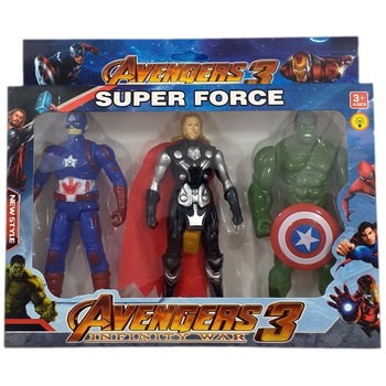 Set 3 figurine, Avengers, Hulk, Iron Man Capitan America, lumineaza, multicolor, 16 cm Set 3 figurine, Avengers, Hulk, Iron Man Capitan America, lumineaza, multicolor, 16 cm
