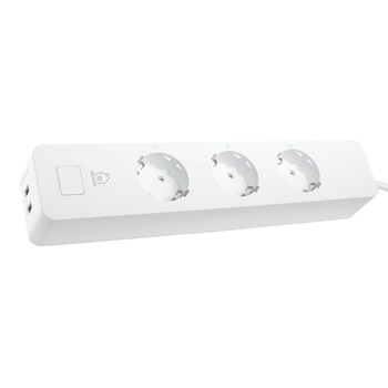 Prelungitor inteligent DELTACO SMART HOME, Amazon Alexa si Google Home, aplicatie iOS/ Android, WiFi 2.4GHz, 3xCEE 7/3, 2xUSB-A, 13A, 220-240V, 1.5m, Alb Prelungitor inteligent DELTACO SMART HOME, Amazon Alexa si Google Home, aplicatie iOS/ Android, WiFi 2.4GHz, 3xCEE 7/3, 2xUSB-A, 13A, 220-240V, 1.5m, Alb